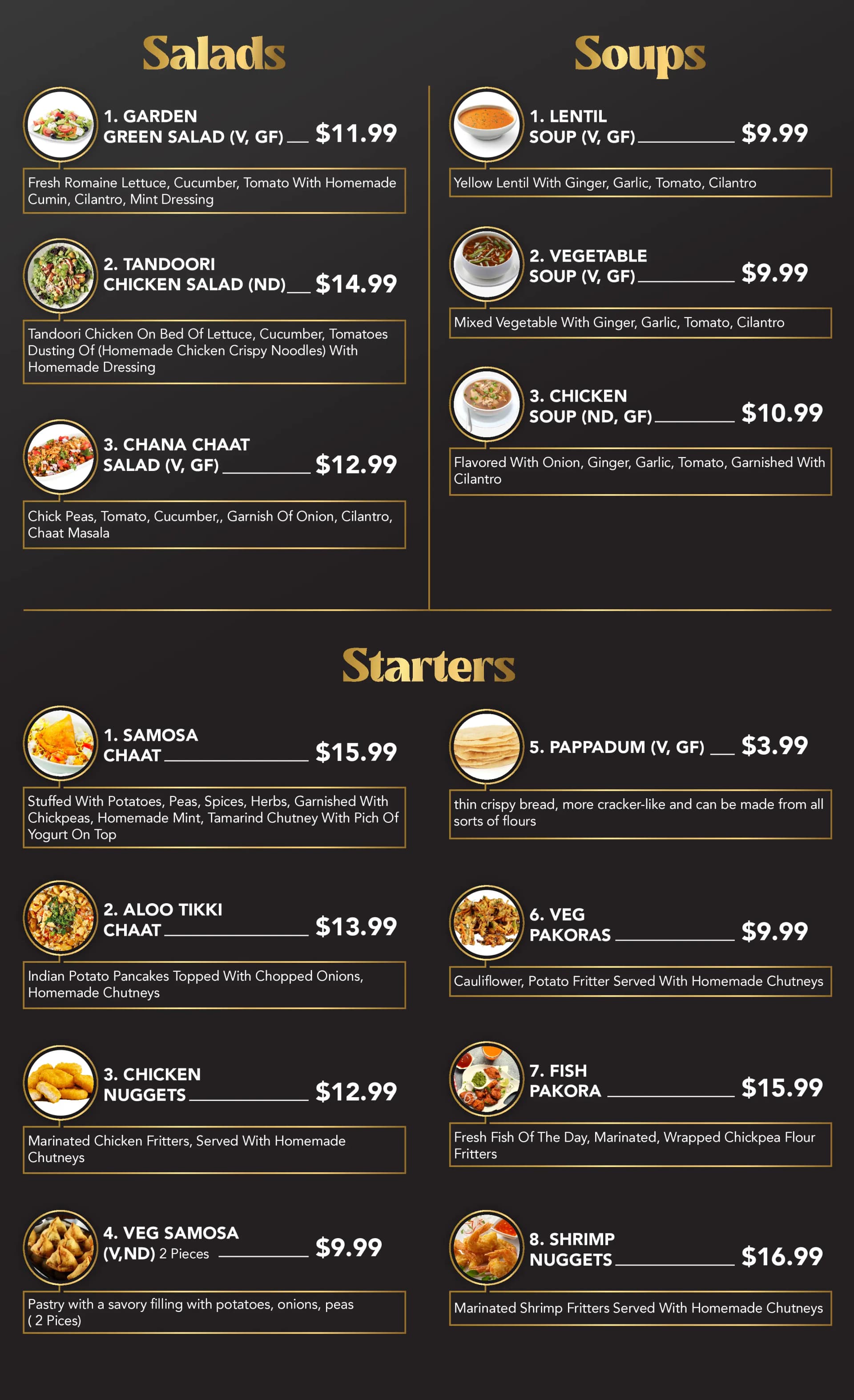 Appetizers & Soups - Bollywood Bites Menu