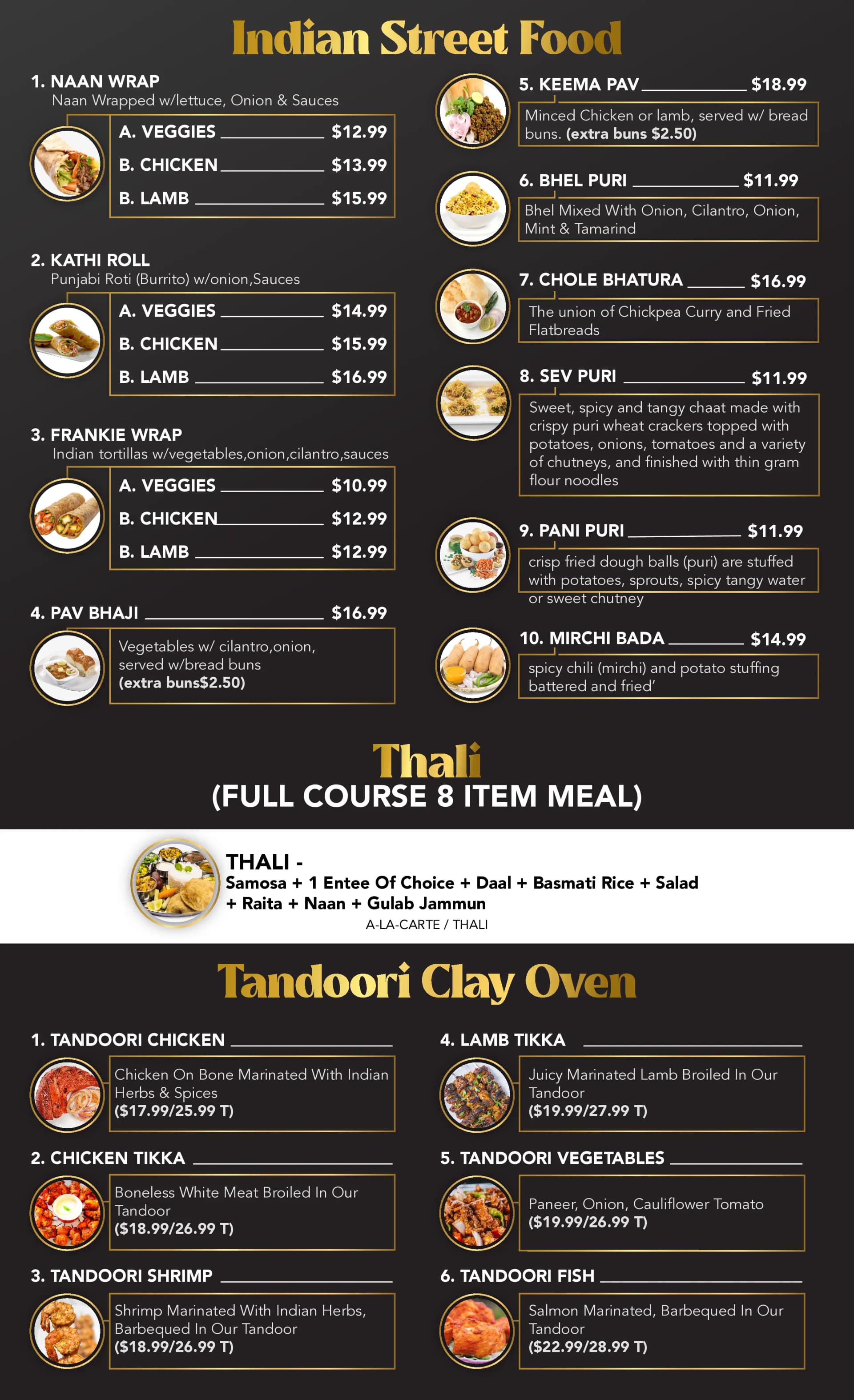 Chaats & Kathi Rolls - Bollywood Bites Menu