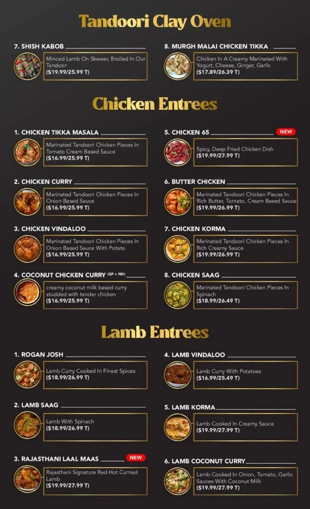 Tandoori Sizzlers - Bollywood Bites Menu